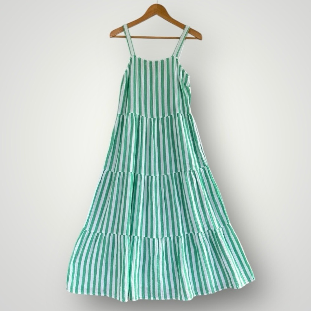 Sonoma Green and White Striped Maxi Sundress